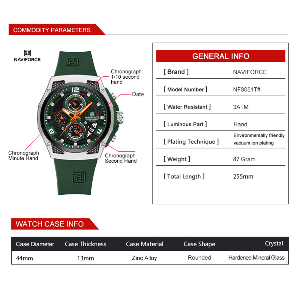 NAVIFORCE jam tangan olahraga  - Luxury Watch Maker ulasan dan harga