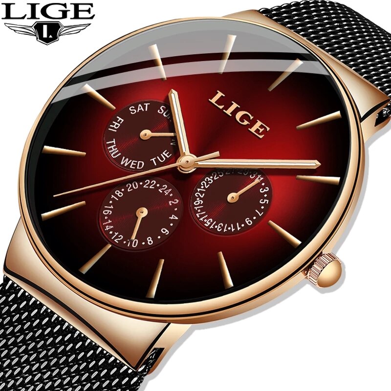 LIGE jam tangan Ultra tipis pr - Luxury Watch Top 10 ulasan dan harga